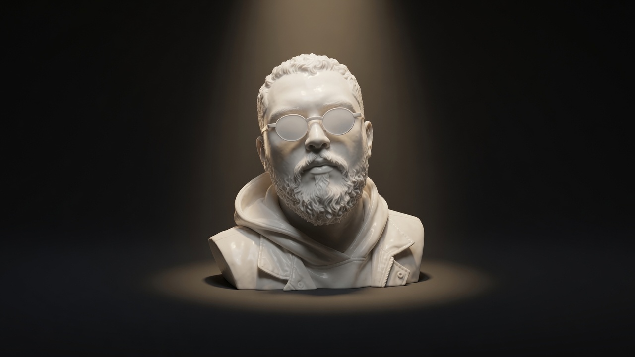 Museum-lit ceramic sculpture